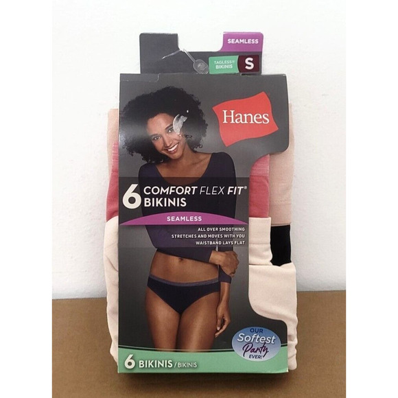 Hanes Seamless Comfort Flex Fit Bikini Panties NEW Womens Size S Pack Of 6 - Picture 1 of 5